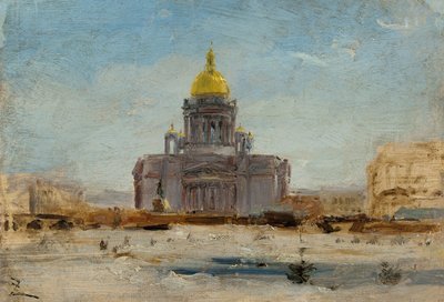 San Petersburgo, San Isaac, entre 1-1844 y9-1844 (óleo sobre papel sobre lienzo) de Félix Ziem