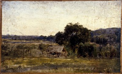 Cabaña de paja, entre 1850 y 1860 (óleo sobre papel y lienzo) de Félix Ziem