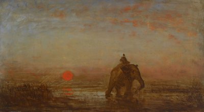 El elefante, 2ª mitad del siglo XIX (óleo sobre madera) de Félix Ziem