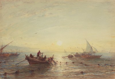 Pesca de Atún al Amanecer en la Costa cerca de Marsella de Félix Ziem