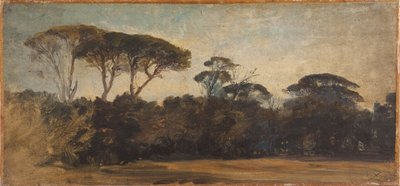 Pinos paraguas cerca de Nápoles, hacia 1847 (óleo sobre papel sobre lienzo) de Félix Ziem