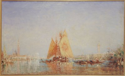 Venecia, Trabaccolo con vela amarilla, entre 1870 y 1890 (óleo sobre lienzo) de Félix Ziem