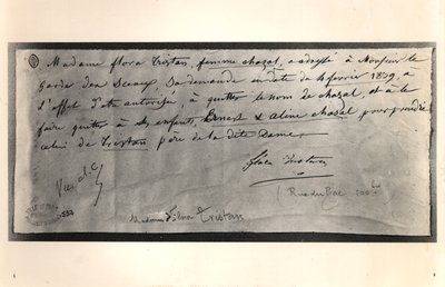 Carta autografiada de Flora Tristan (1803-44) al Ministro de Justicia francés, solicitando el divorcio, 4 de febrero de 1839 de Flora Tristan