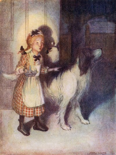 Eliza mirando si los niños duermen (litografía en color) de Flora White
