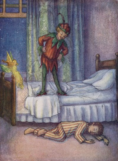 John Darling, que sólo por una broma, fue expulsado por Peter Pan (litografía en color) de Flora White