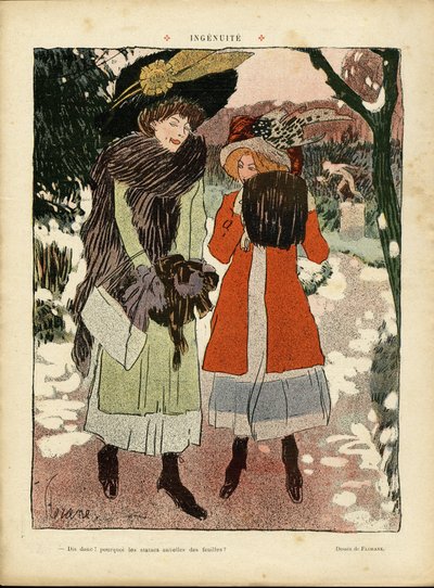 Ilustración de Florane (1872-1940) en Le Rire, 22/01/10 - Ingenuite - Moda, Sombrero, Jardín Público de Florane Florane