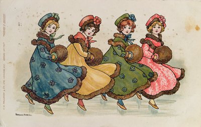 Cuatro niñas con manguitos de Florence Hardy