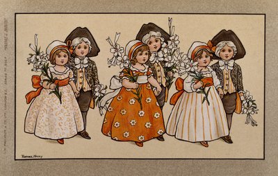 Lirios, tarjeta victoriana de Florence Hardy