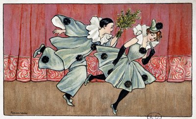 Pierrot corriendo tras Colombine - dib. por Florence Hardy, principios del siglo XX de Florence Hardy