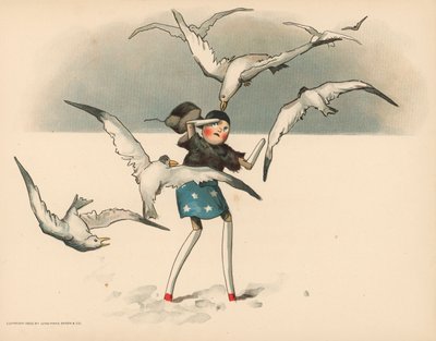 Ilustración para Las aventuras polares de Golliwogg de Florence K. Upton