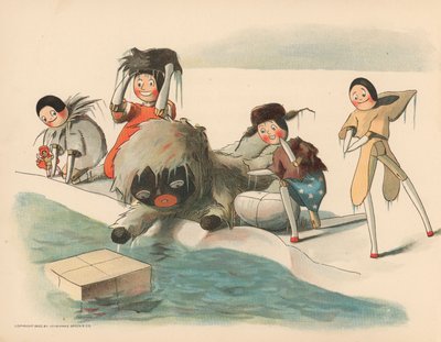 Ilustración para Las aventuras polares de Golliwogg de Florence K. Upton