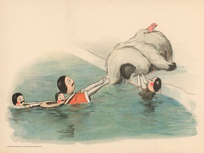 Ilustración para Las aventuras polares de Golliwogg de Florence K. Upton