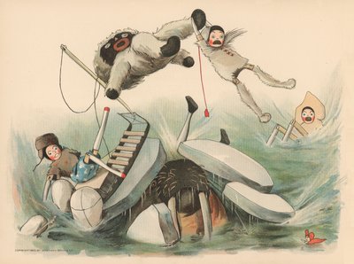 Ilustración para Las aventuras polares de Golliwogg de Florence K. Upton