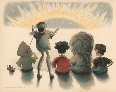 Ilustración para Las aventuras polares de Golliwogg de Florence K. Upton
