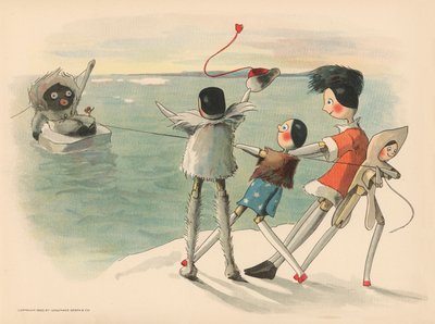 Ilustración para Las aventuras polares de Golliwogg de Florence K. Upton