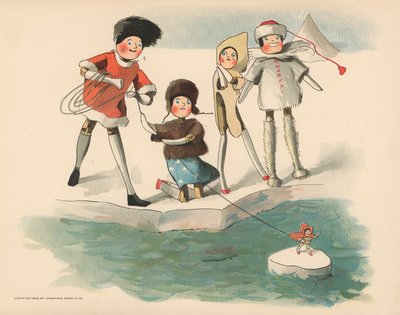 Ilustración para Las aventuras polares de Golliwogg de Florence K. Upton