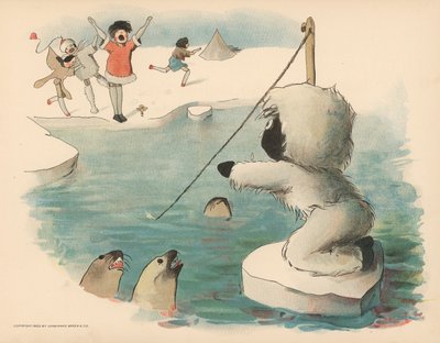 Ilustración para Las aventuras polares de Golliwogg de Florence K. Upton
