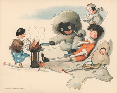 Ilustración para Las aventuras polares de Golliwogg de Florence K. Upton