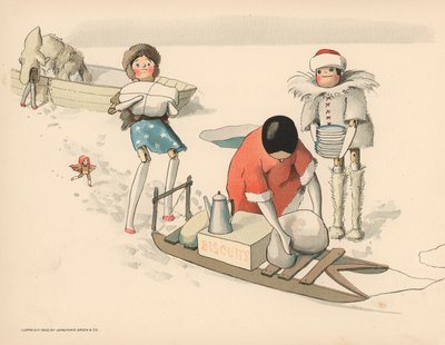 Ilustración para Las aventuras polares de Golliwogg de Florence K. Upton