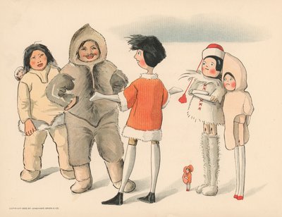 Ilustración para Las aventuras polares de Golliwogg de Florence K. Upton