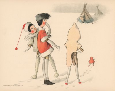 Ilustración para Las aventuras polares de Golliwogg de Florence K. Upton