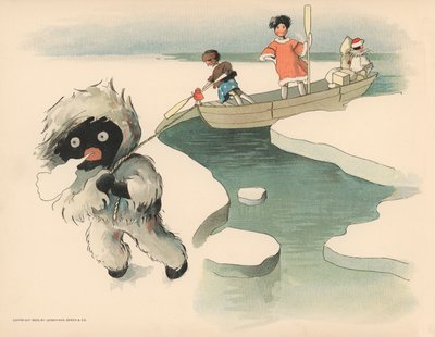Ilustración para Las aventuras polares de Golliwogg de Florence K. Upton