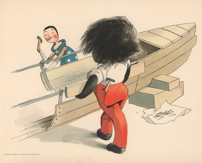 Ilustración para Las aventuras polares de Golliwogg de Florence K. Upton