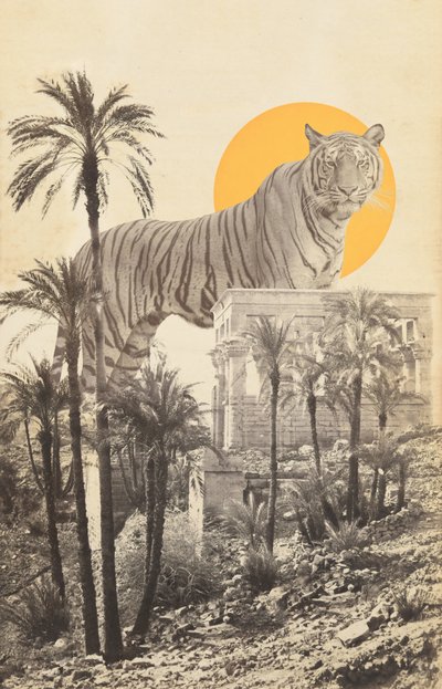 Tigre gigante en ruinas y palmeras de Florent Bodart