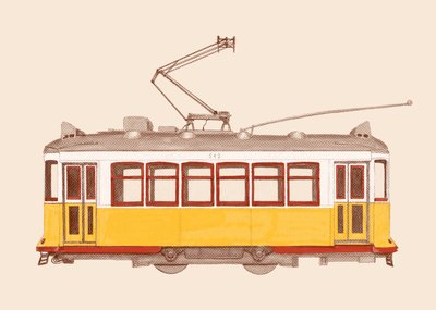 Lisboa - Tranvía, 2020 (lápiz, digital) de Florent Bodart
