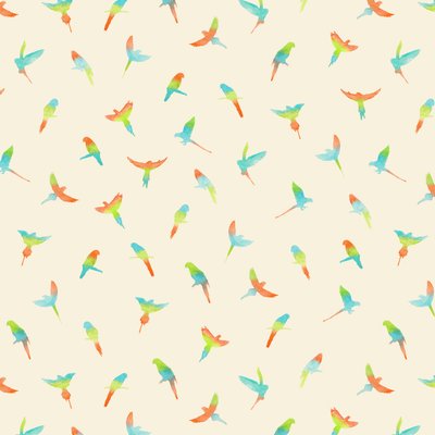 Loros - patrón, 2020 (acuarelas, digital) de Florent Bodart