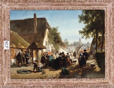Almuerzo en la posada, 1886 de Florent Nicolas Crabeels