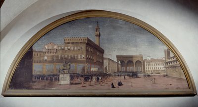 Luneta con vista de Piazza della Signoria, Florencia de Florentine School