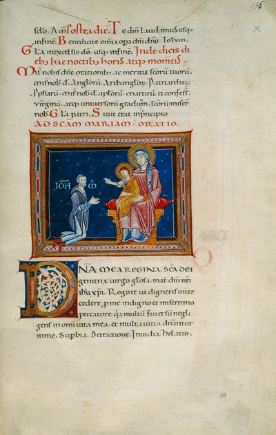 Madonna en su trono con el Niño y el donante (Cod. Pluteo XVII.3, c. 155) de Florentine School