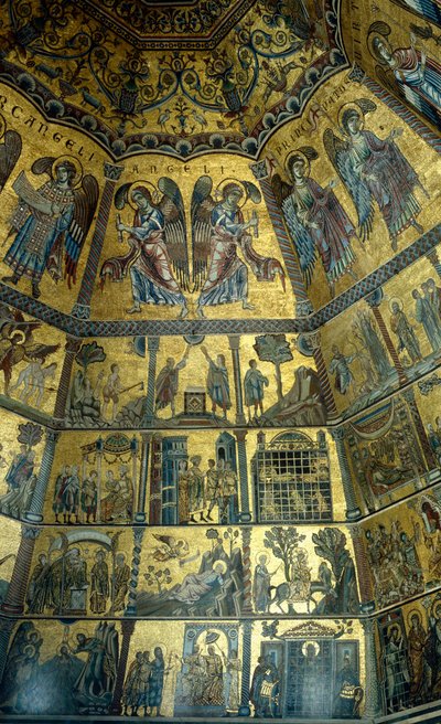 Mosaico en el techo abovedado del Baptisterio de San Juan, Florencia de Florentine School
