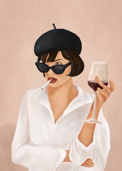 Una mujer elegante con esmoquin de Flow Line