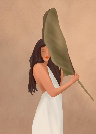 La mujer de las hojas elegantes de Flow Line