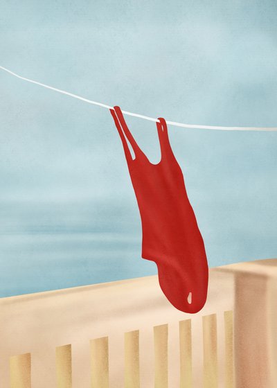 Bañador rojo en el balcón de Flow Line