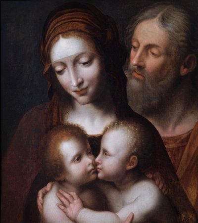 La Sagrada Familia con el niño San Juan de Follower of Bernardino Luini