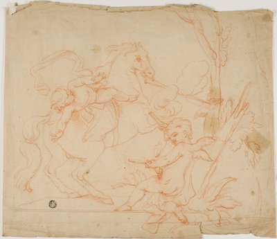 Putto disparando a Putto a caballo de Follower of Charles Le Brun