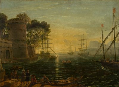 Puerto al Atardecer de Follower of Claude Lorrain