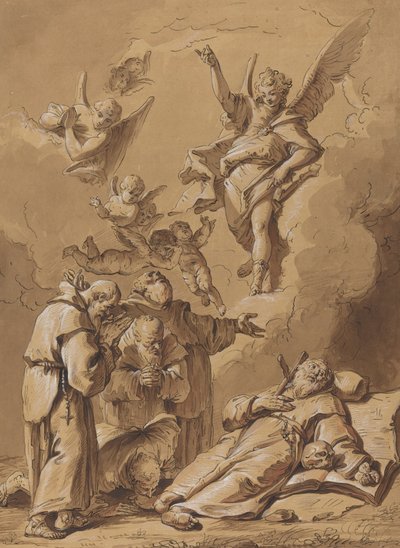 Muerte de un Fraile Santo de Follower of Francesco Fontebasso