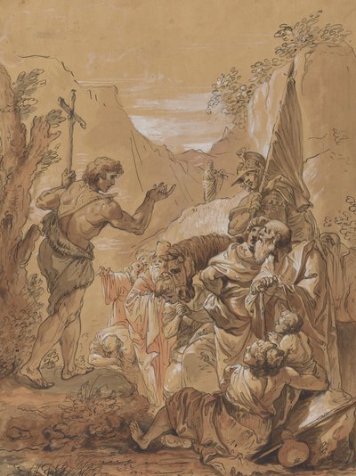 Predicación de Juan el Bautista en el Desierto de Follower of Francesco Fontebasso