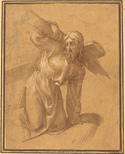 Cristo cayendo bajo la cruz de Follower of Francesco Salviati