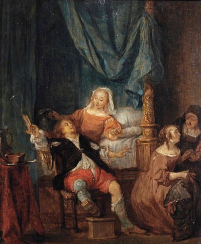 El hijo pródigo en el burdel de Follower of Gabriël Metsu