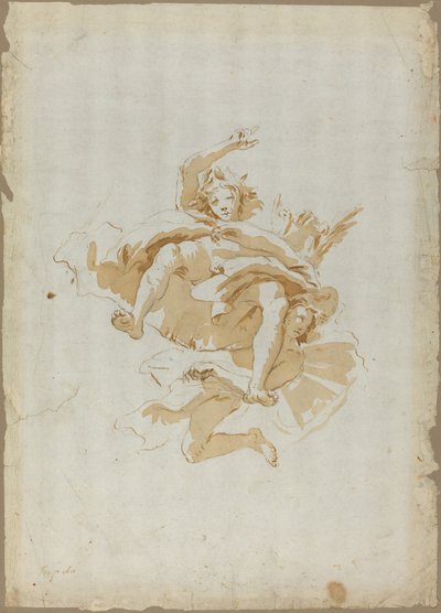 Dibujo para un Fresco de Techo de Follower of Giovanni Battista Tiepolo