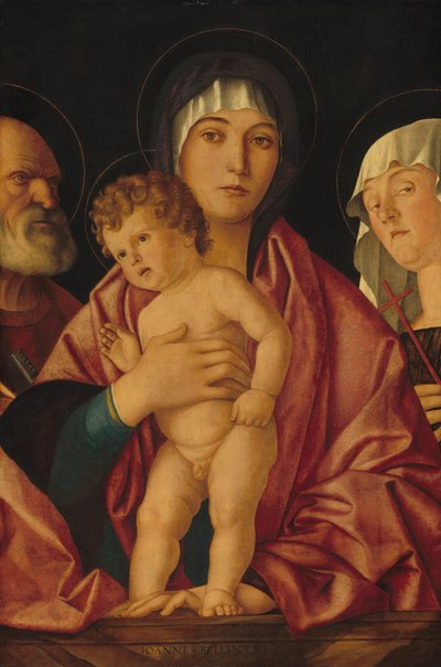 Madonna y el Niño con santos de Follower of Giovanni Bellini
