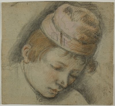 Cabeza de joven con gorra rosa de Follower of Jacopo Bassano