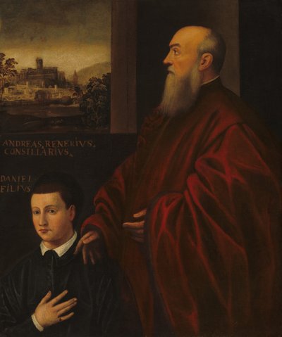 Andrea Renier y su hijo Daniele de Follower of Jacopo Tintoretto