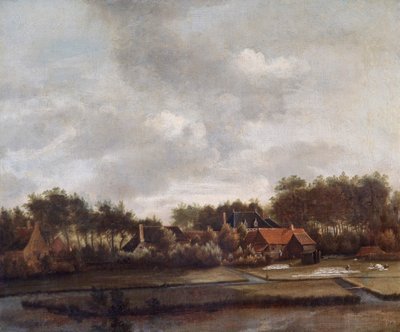 Paisaje, con campos de blanqueo de Follower of Jan van Ruisdael