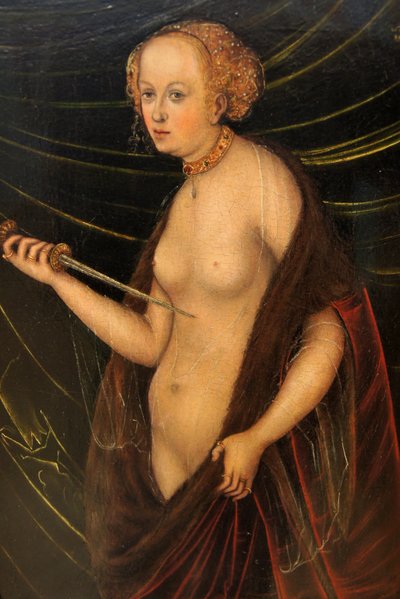 Alemán: Selbstmord der Lucretia El suicidio de Lucrecia de Follower of Lucas Cranach the Elder